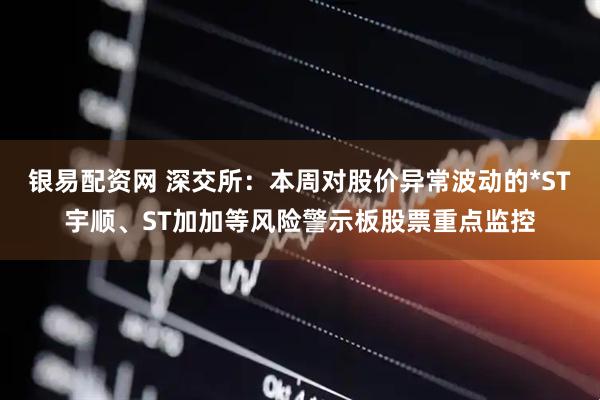 银易配资网 深交所：本周对股价异常波动的*ST宇顺、ST加加等风险警示板股票重点监控